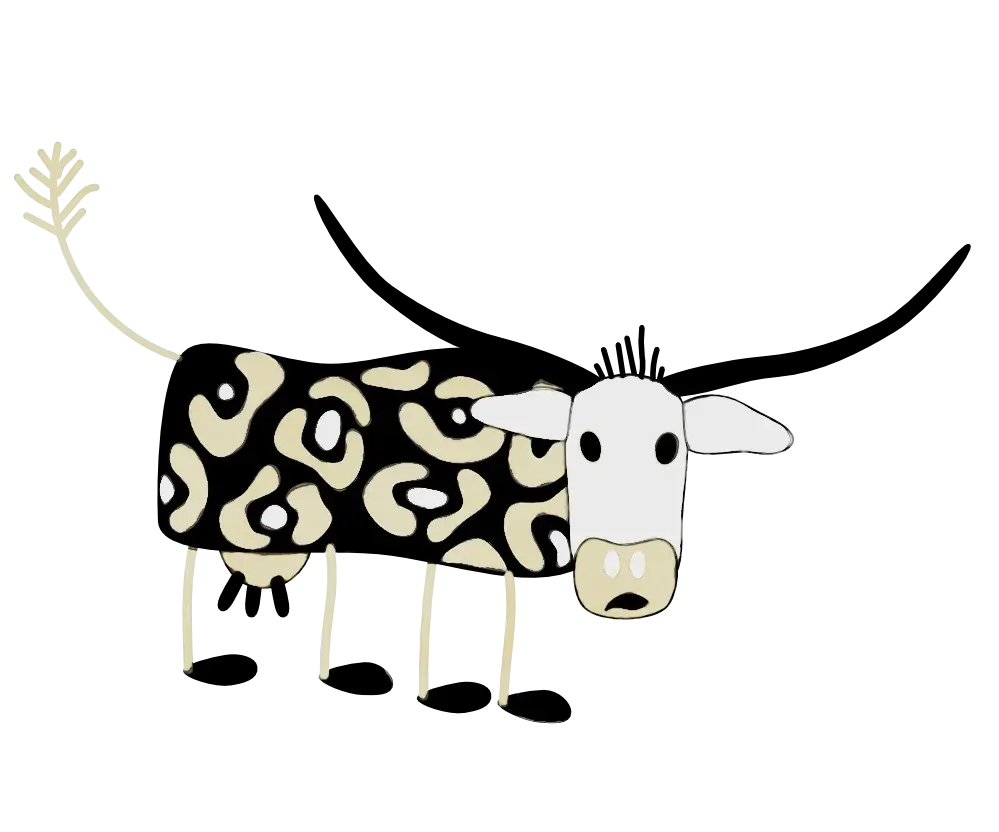Cartoon Cow with Patterns