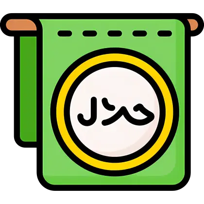Halal Food Certification Symbol in Green