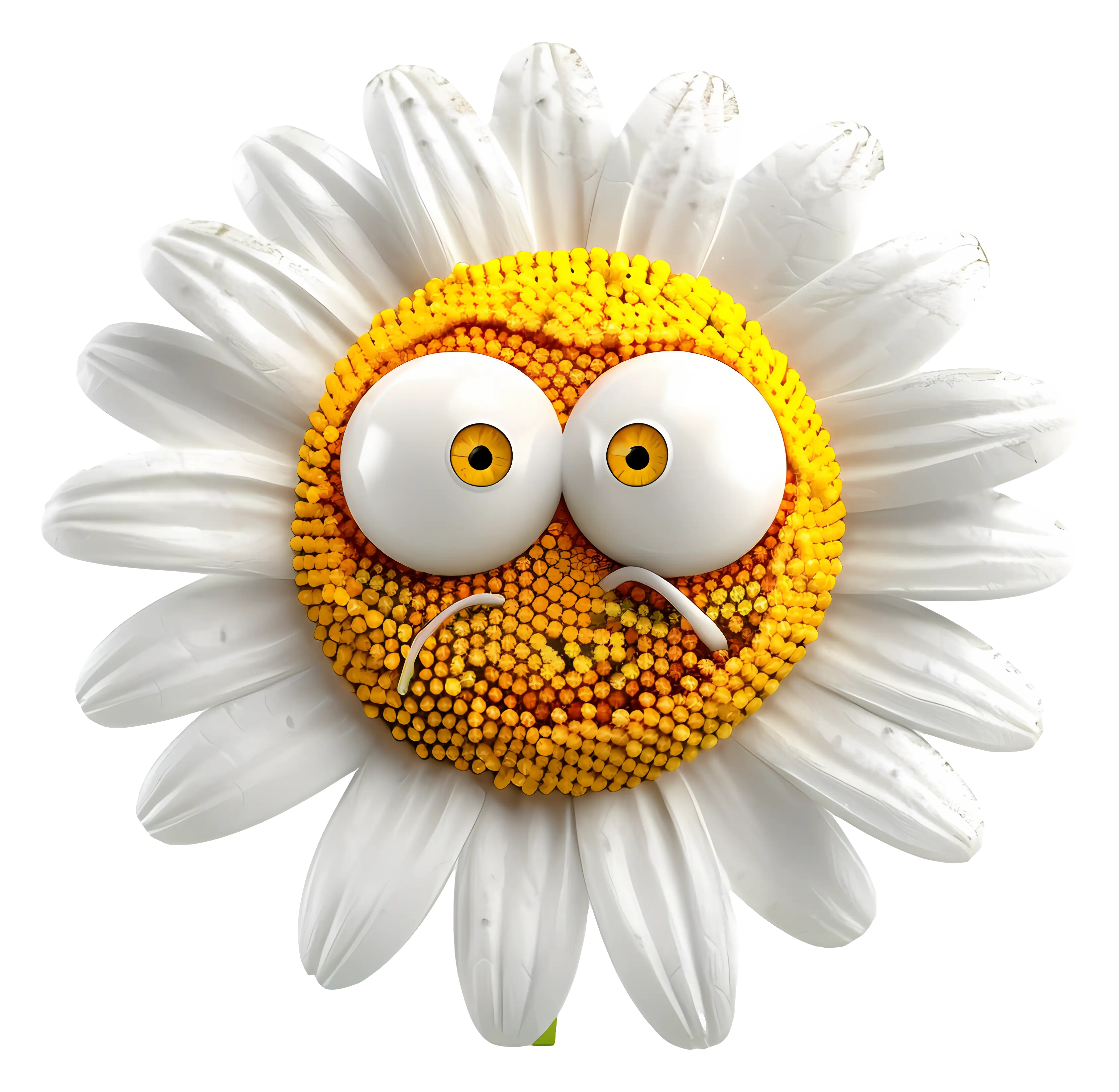 Funny Cartoon Daisy with Emotional Face