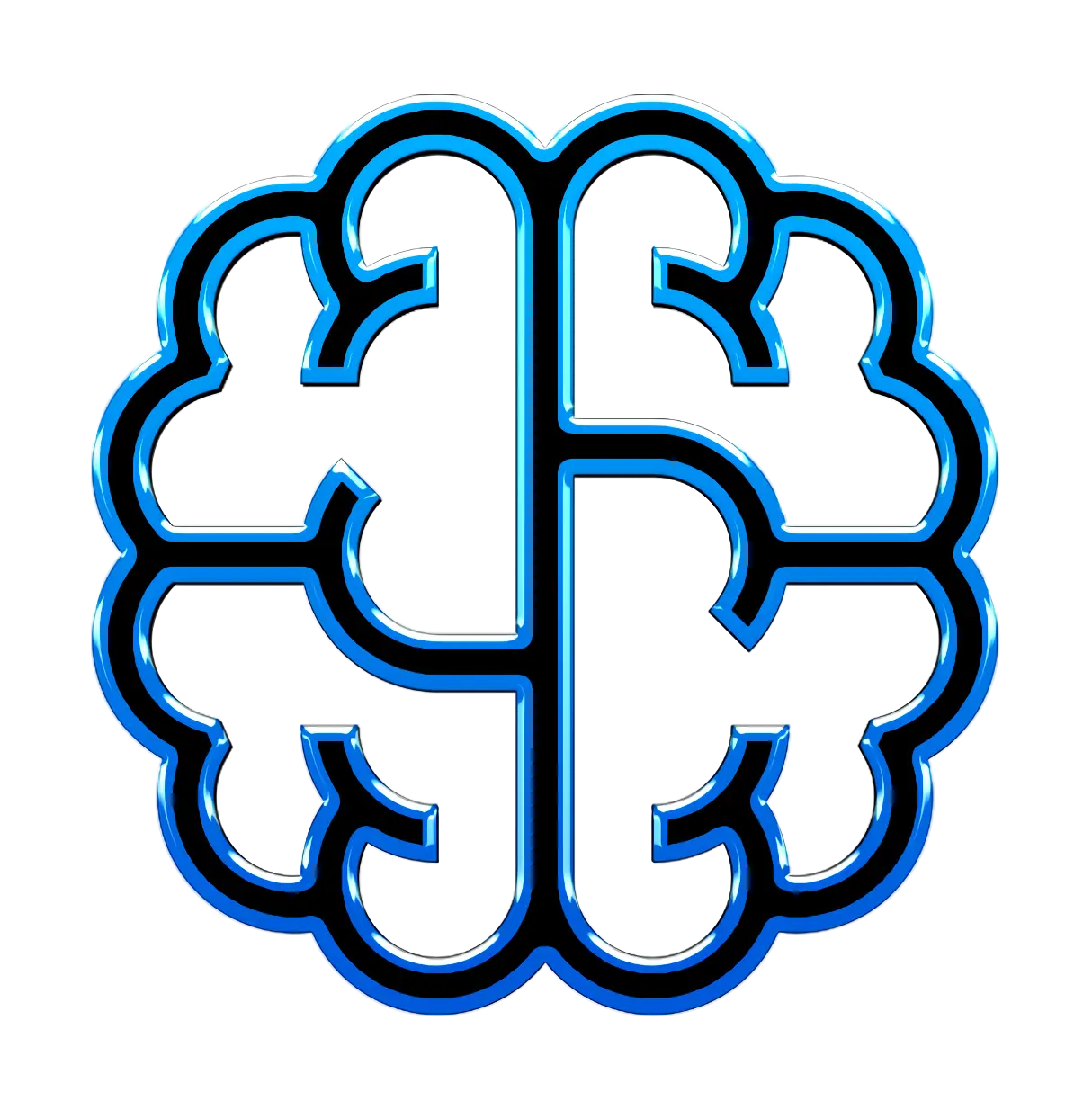 Blue Neural Brain Line Art Concept