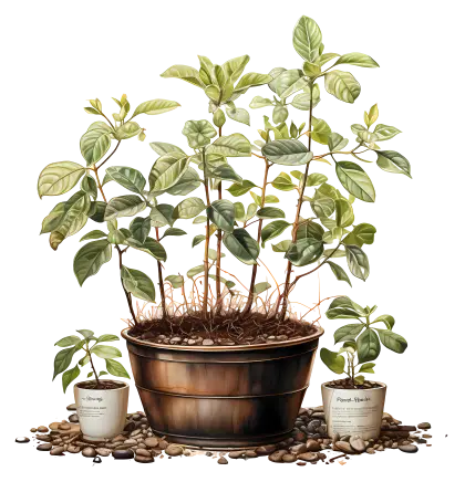 Potted Greenery with Artistic Stone Display