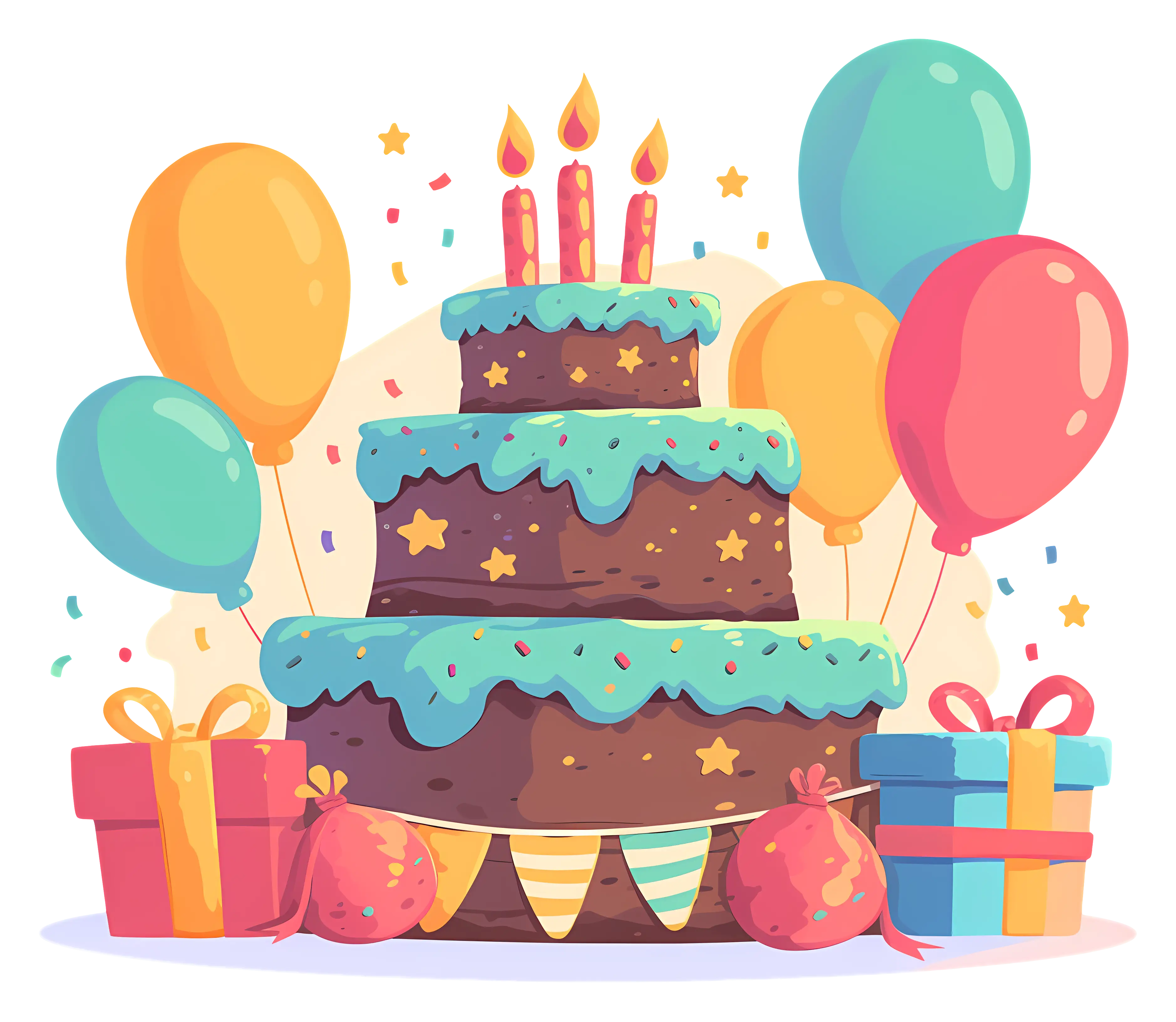 Birthday Celebration with Cake and Balloons