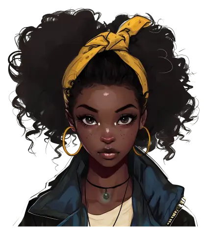 Woman with Yellow Headscarf and Natural Curls