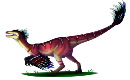 Colorful Feathered Raptor Dinosaur Cartoon