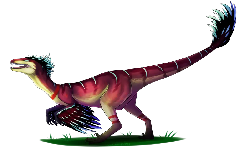 Colorful Feathered Raptor Dinosaur Cartoon