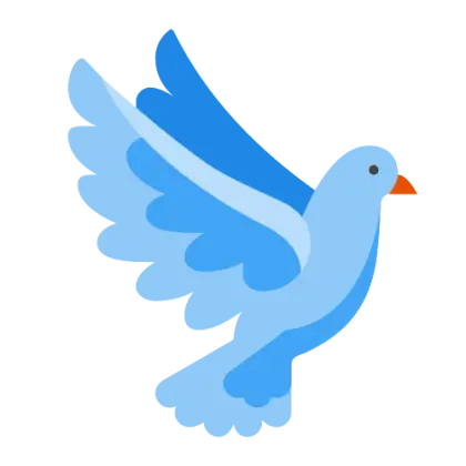 Flying Blue Dove Icon Representing Peace