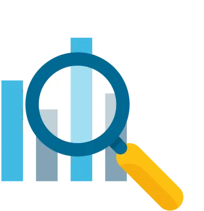 Magnifying Glass with Graph Illustration