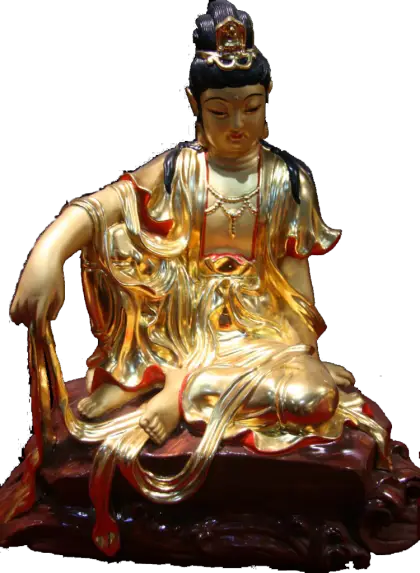 Golden Bodhisattva Statue with Intricate Design
