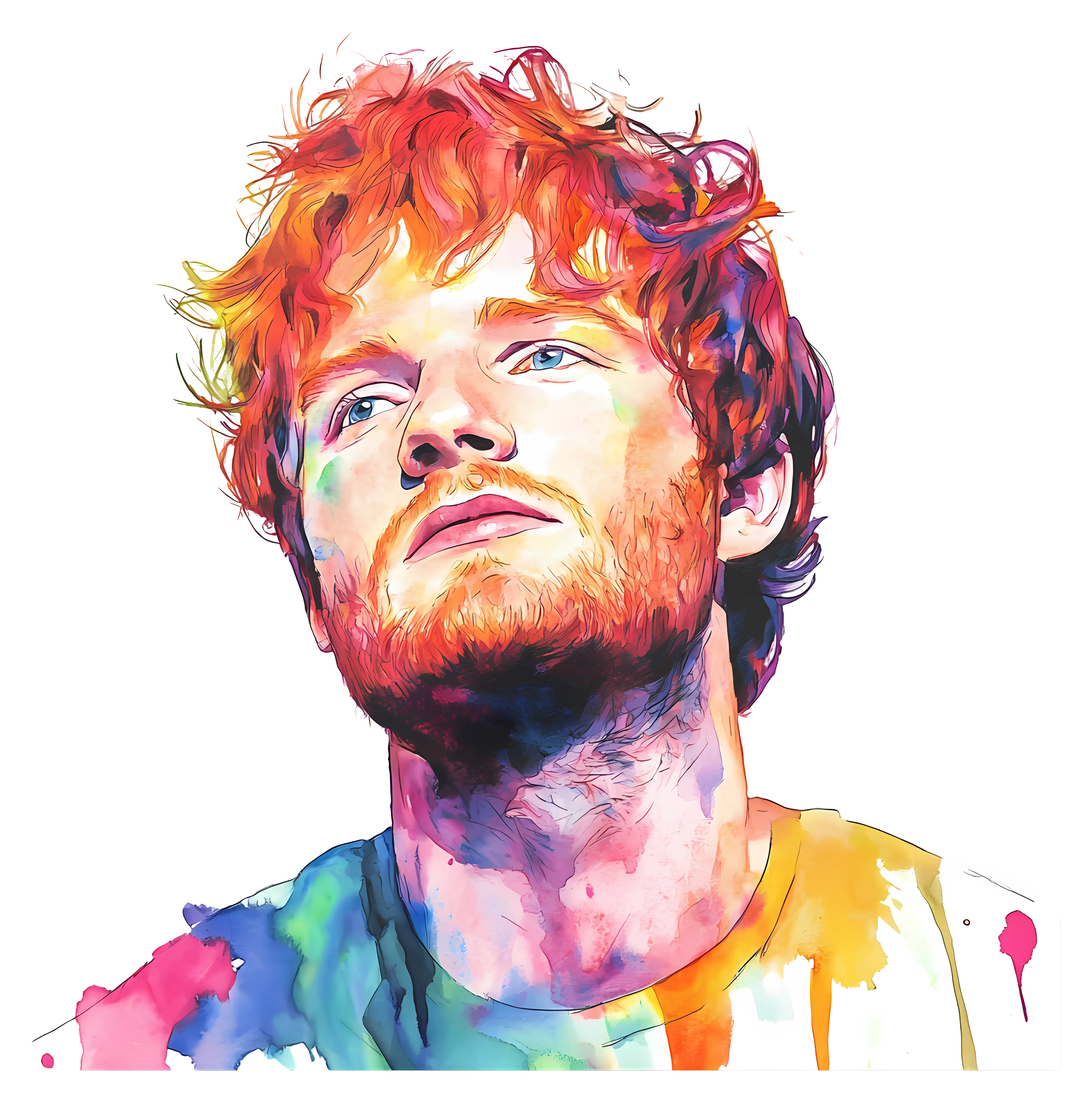 Watercolor Styled Colorful Portrait Art