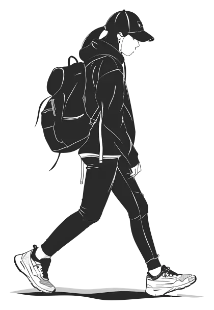 Monochrome Silhouette of a Person with Backpack