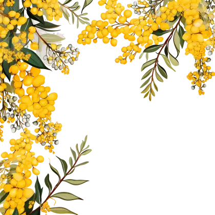 Yellow Mimosa Flowers Illustration