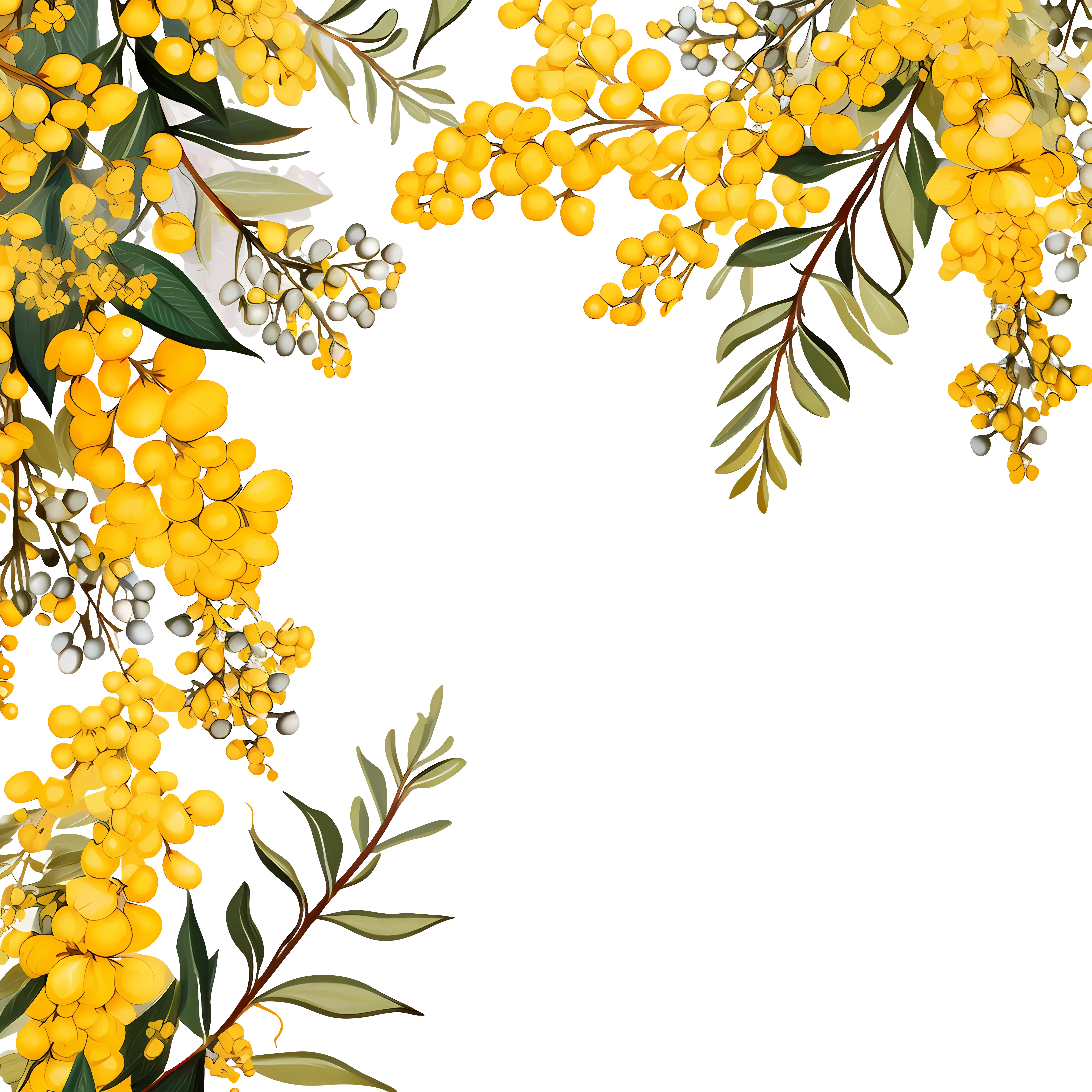 Yellow Mimosa Flowers Illustration