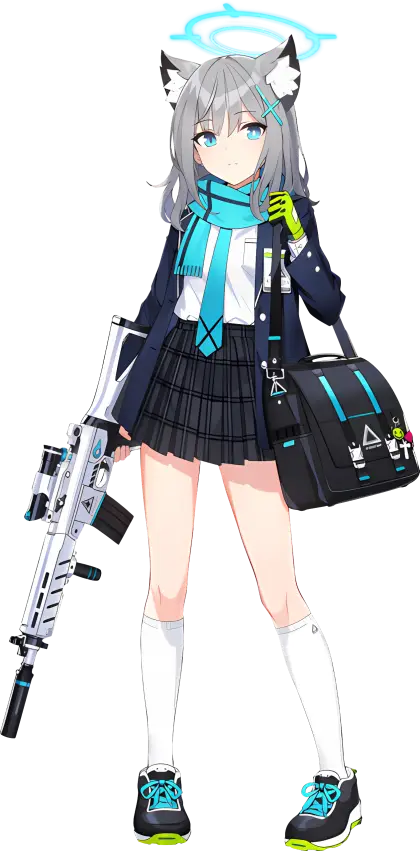 Anime Girl with Gun and School Uniform