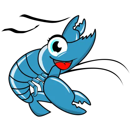 Cartoon Blue Shrimp Illustration