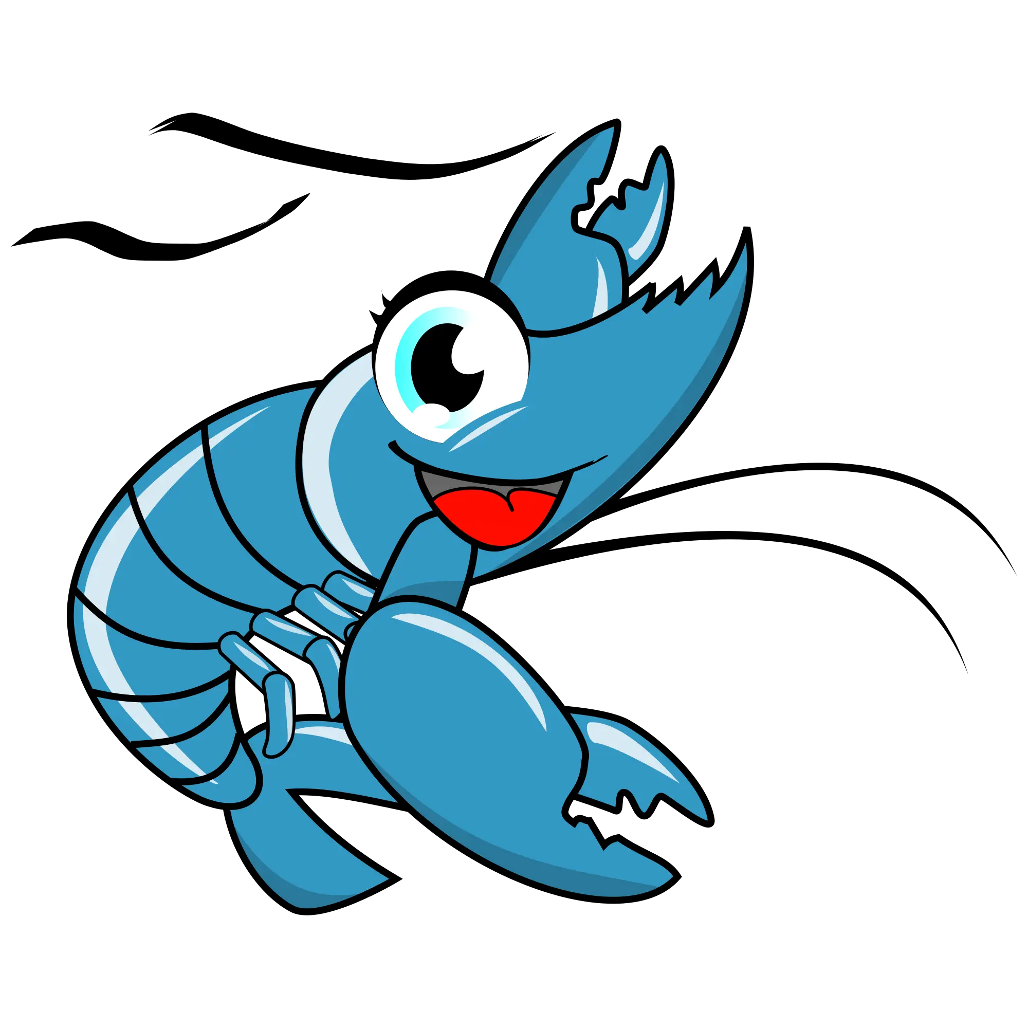 Cartoon Blue Shrimp Illustration