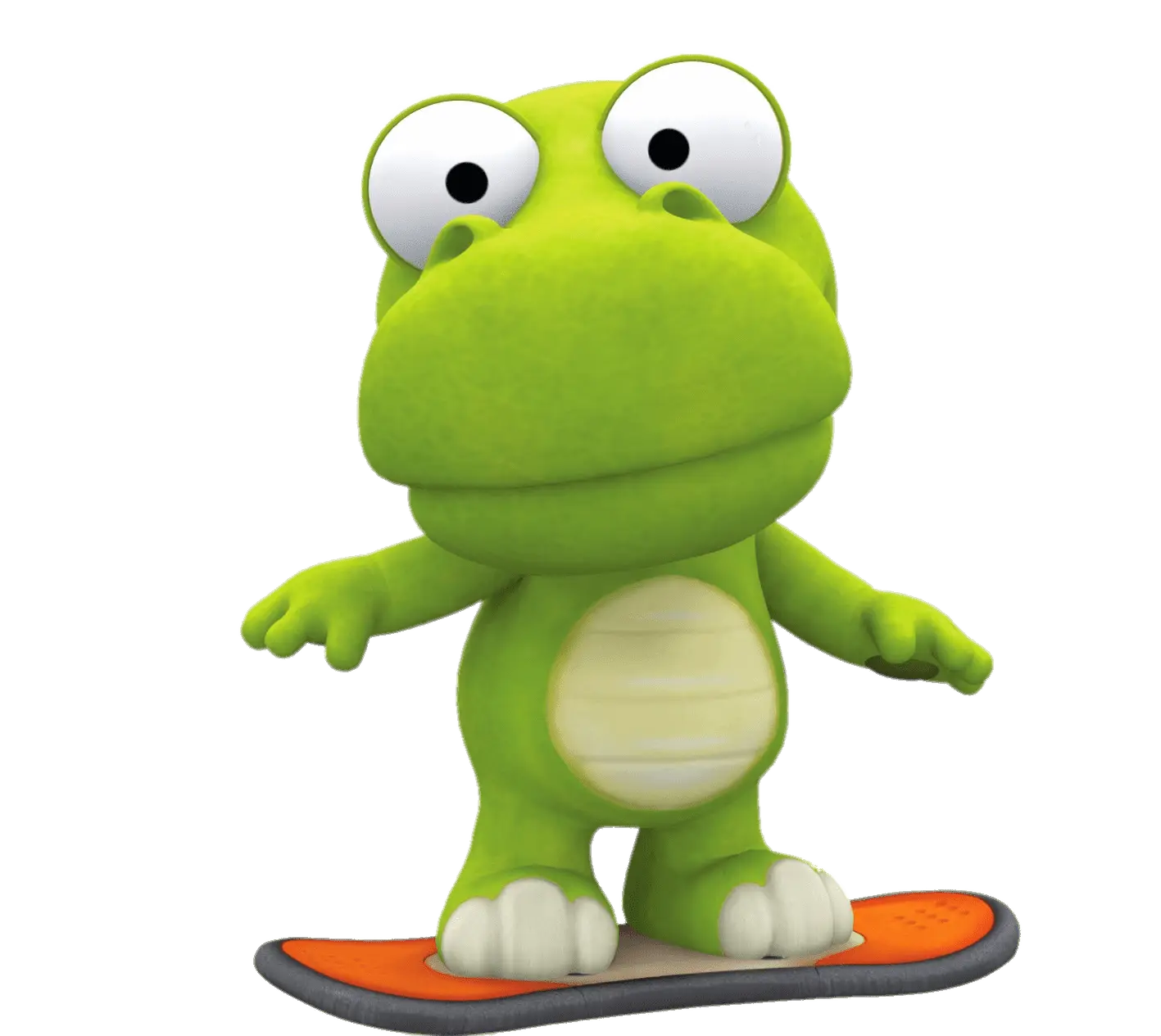 Green Cartoon Character on Skateboard