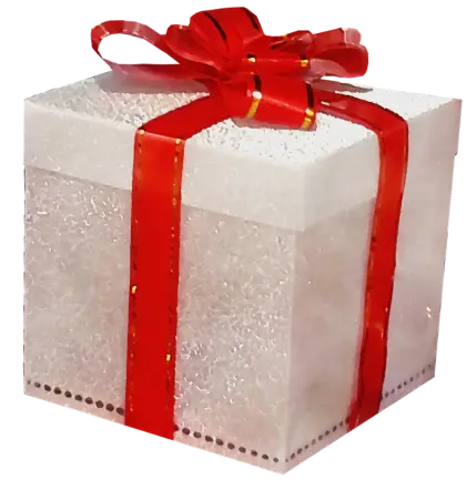Gift Box with Glittery Design and Red Ribbon