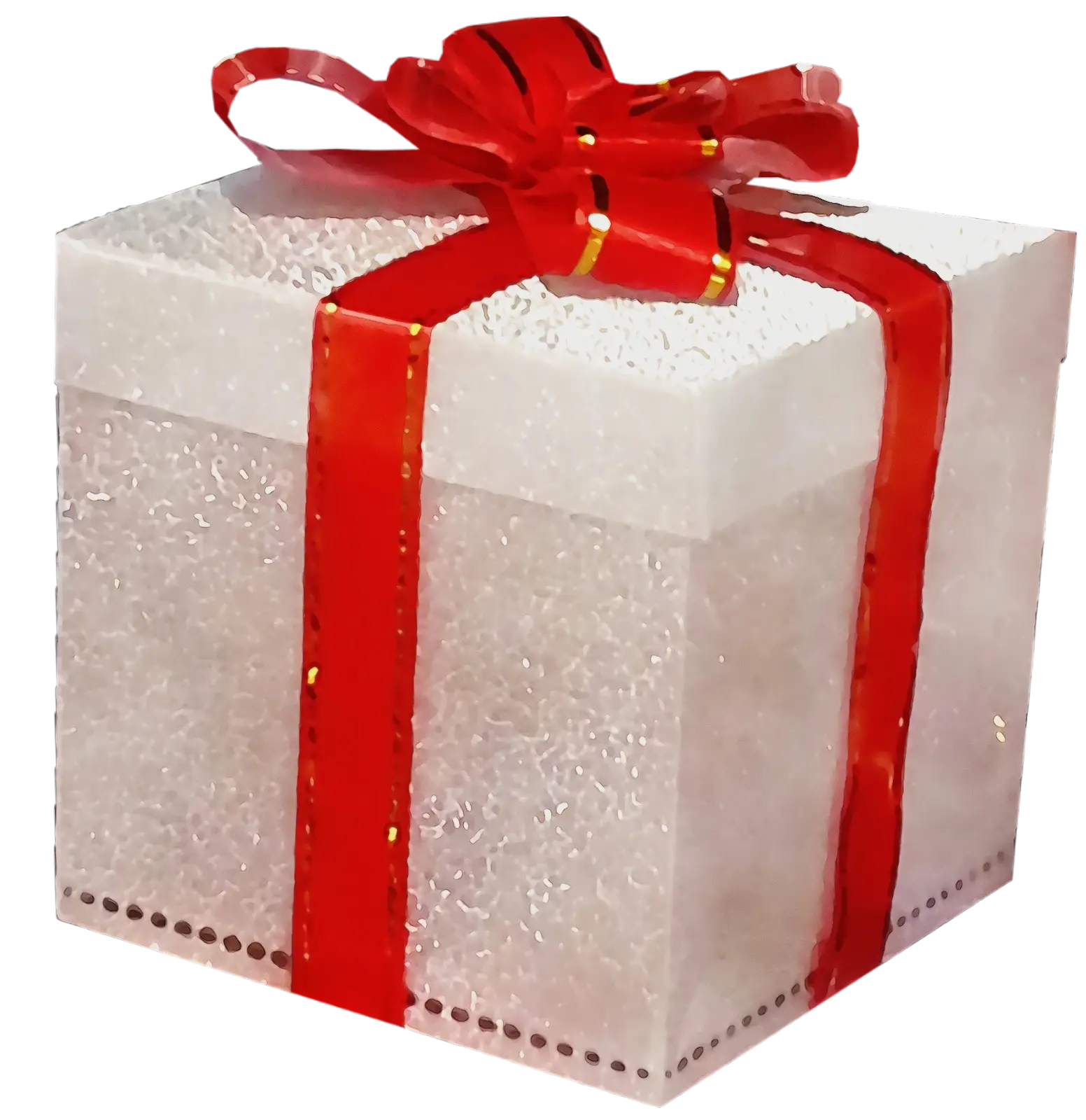 Gift Box with Glittery Design and Red Ribbon