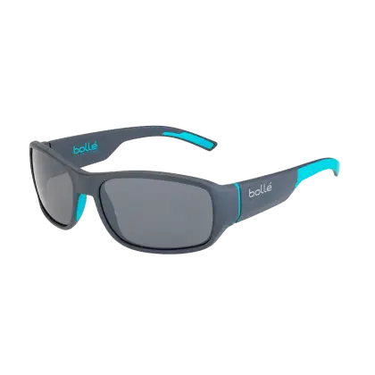 Sleek Gray Sunglasses with Blue Accents