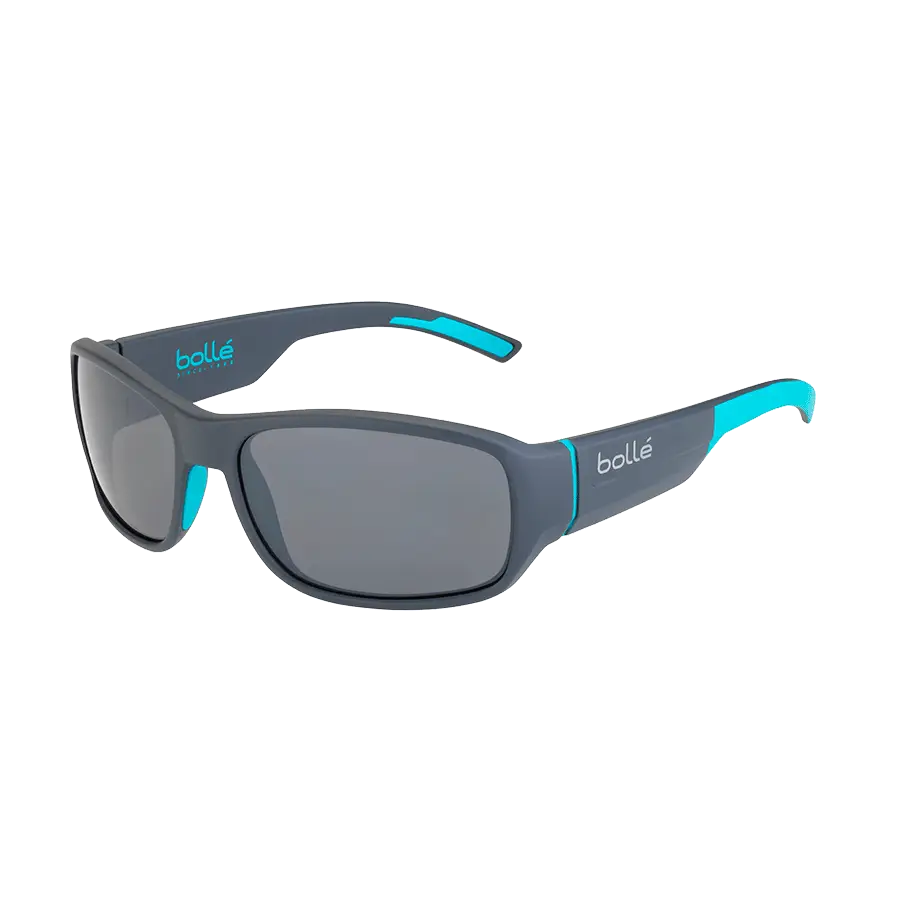 Sleek Gray Sunglasses with Blue Accents