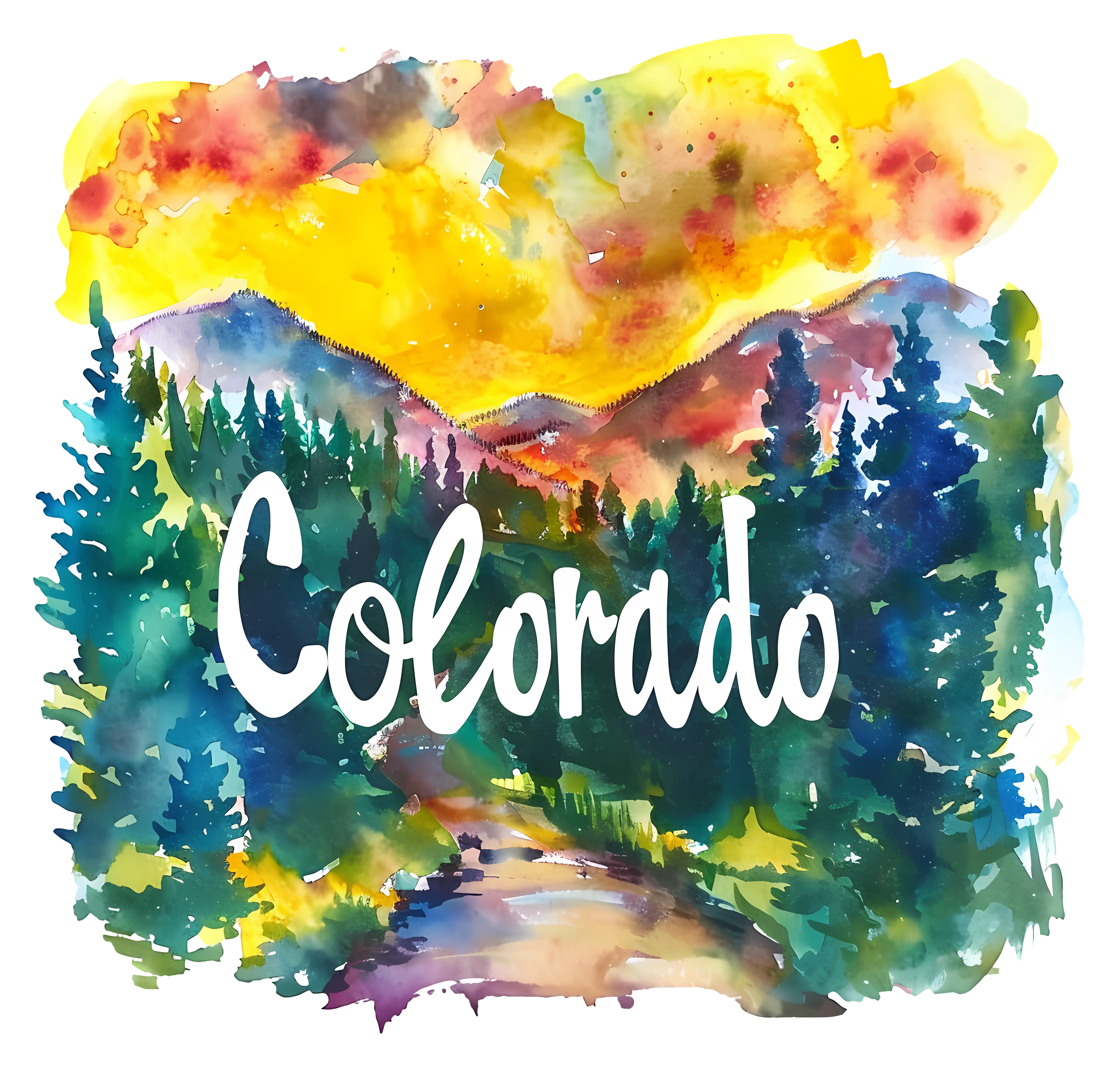 Colorado Watercolor Landscape