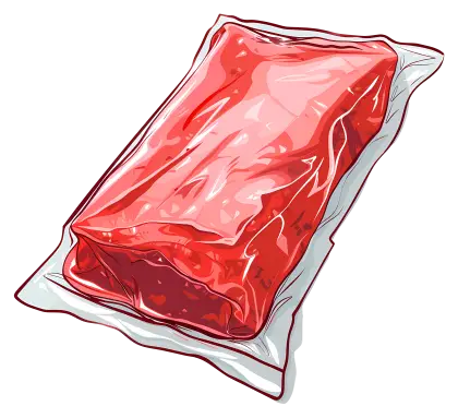 Red Vacuum-Sealed Food Pack Illustration