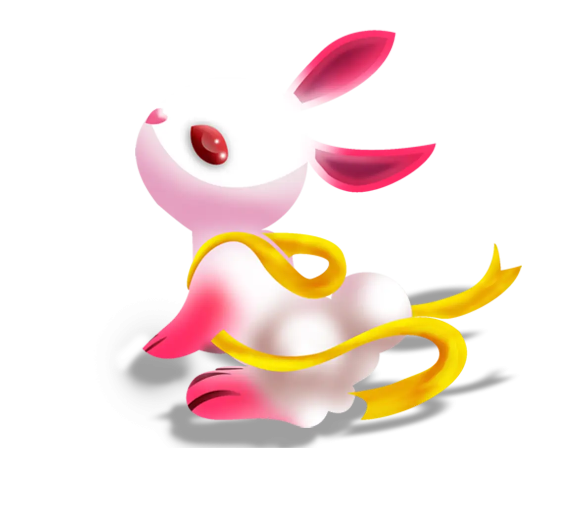 Unique White and Pink Rabbit Illustration
