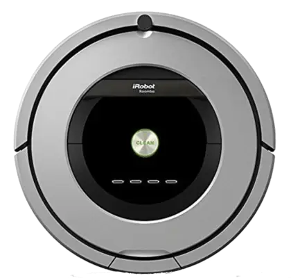 Silver iRobot Roomba with Black Screen
