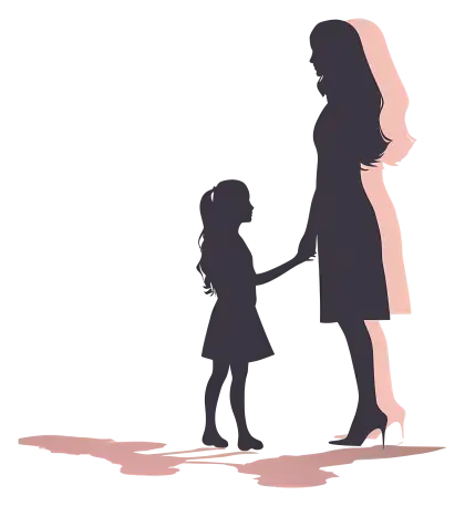 Mother and Child Holding Hands Silhouette