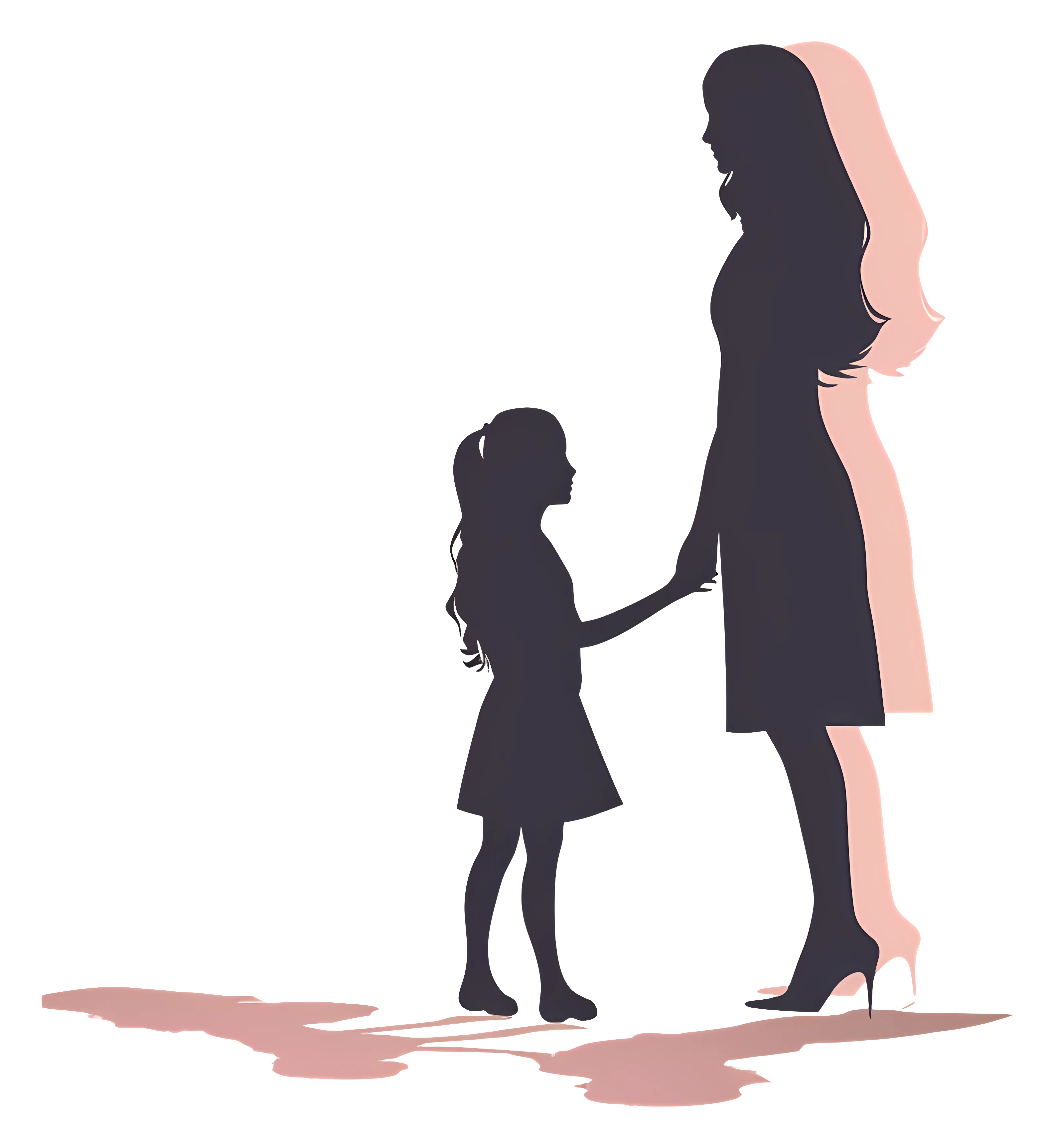 Mother and Child Holding Hands Silhouette