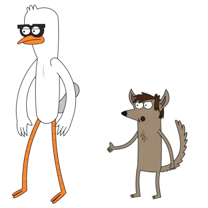 Cartoon Rooster and Raccoon Duo