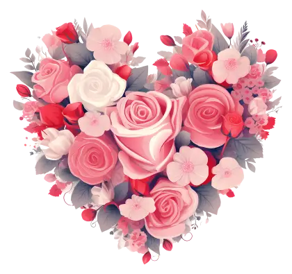 Heart Bouquet of Roses and Flowers