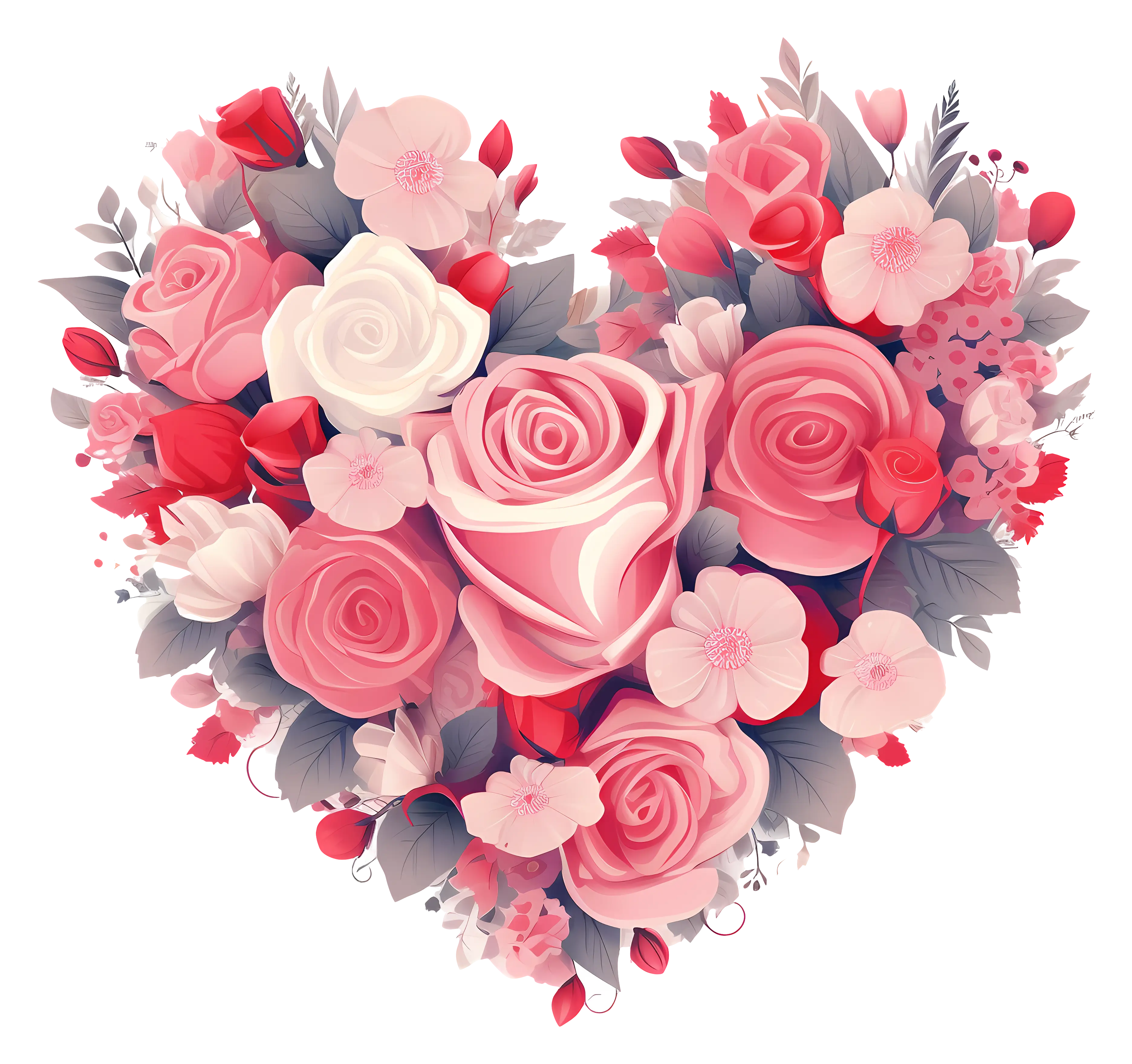 Heart Bouquet of Roses and Flowers