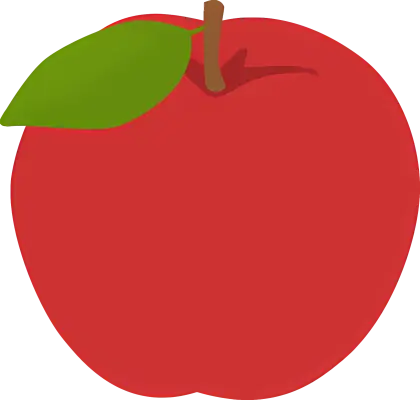 Red Apple with Green Leaf Illustration