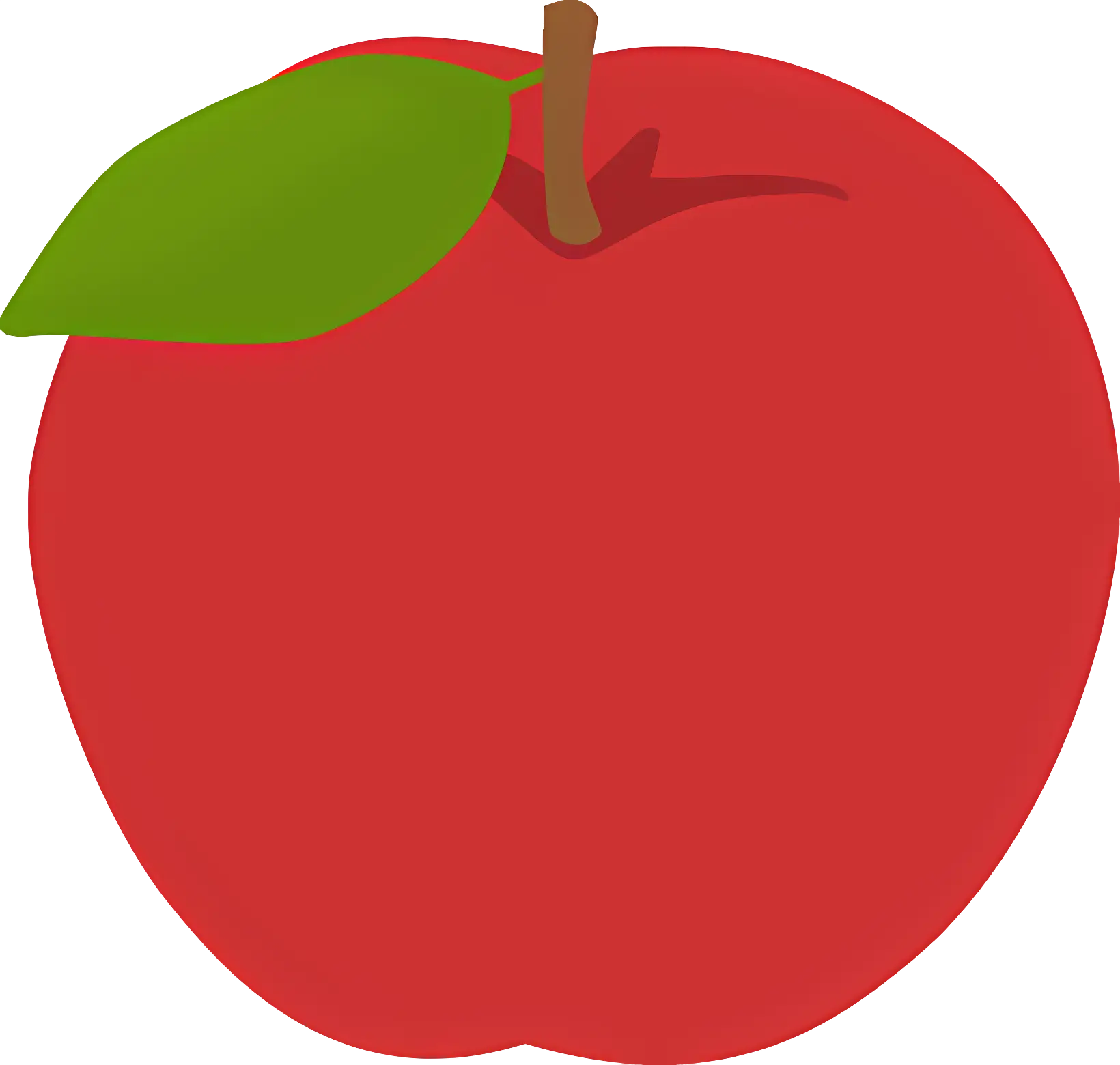 Red Apple with Green Leaf Illustration