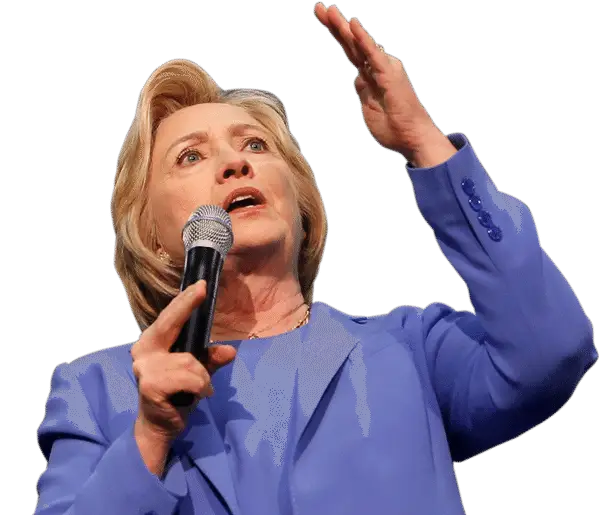 Woman in Blue Blazer Speaking with Microphone