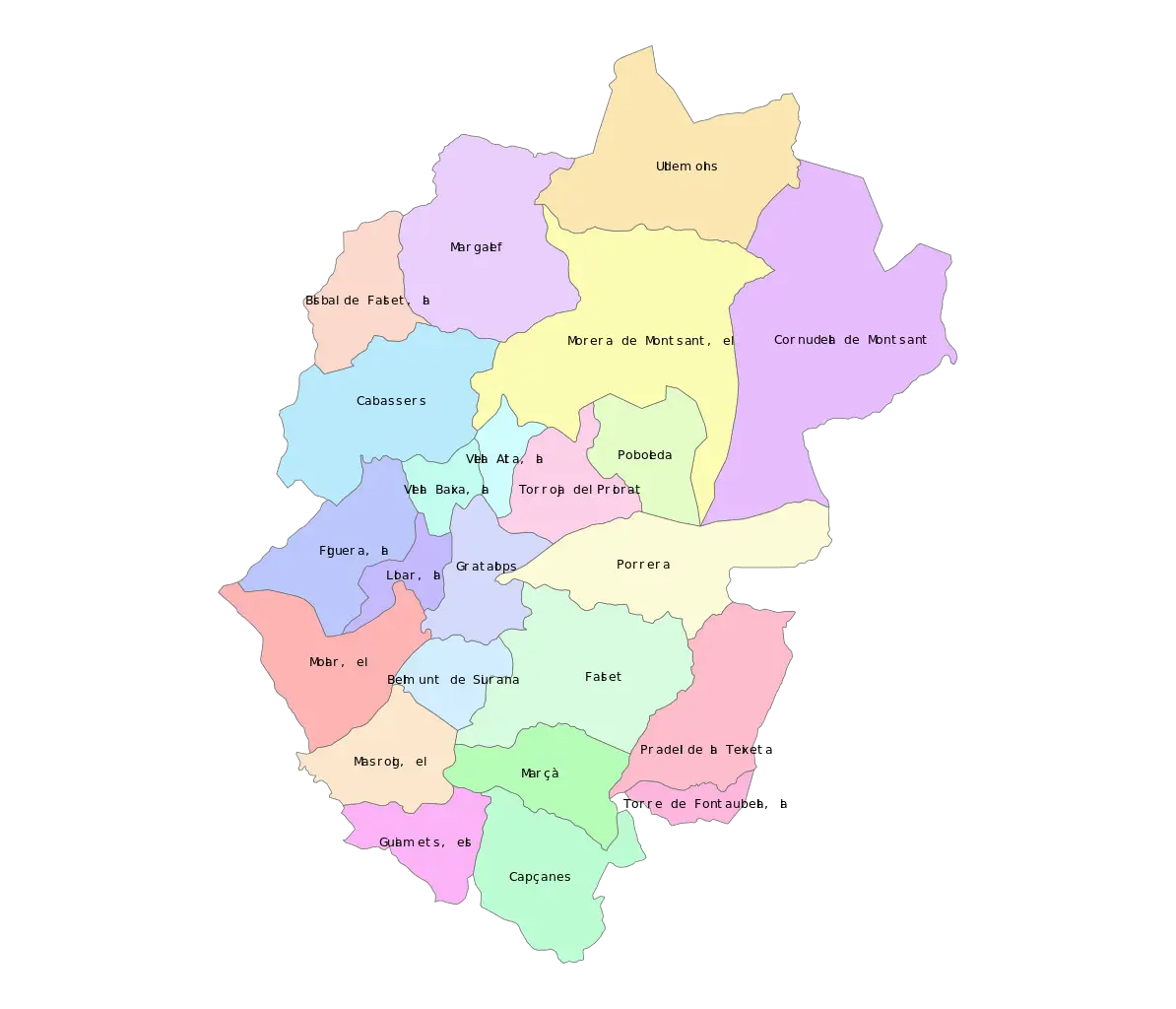 Color-Coded Map of Regional Divisions