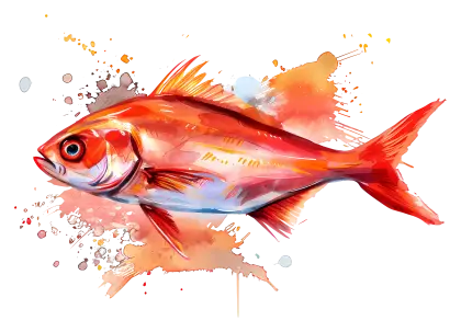 Red Watercolor Fish