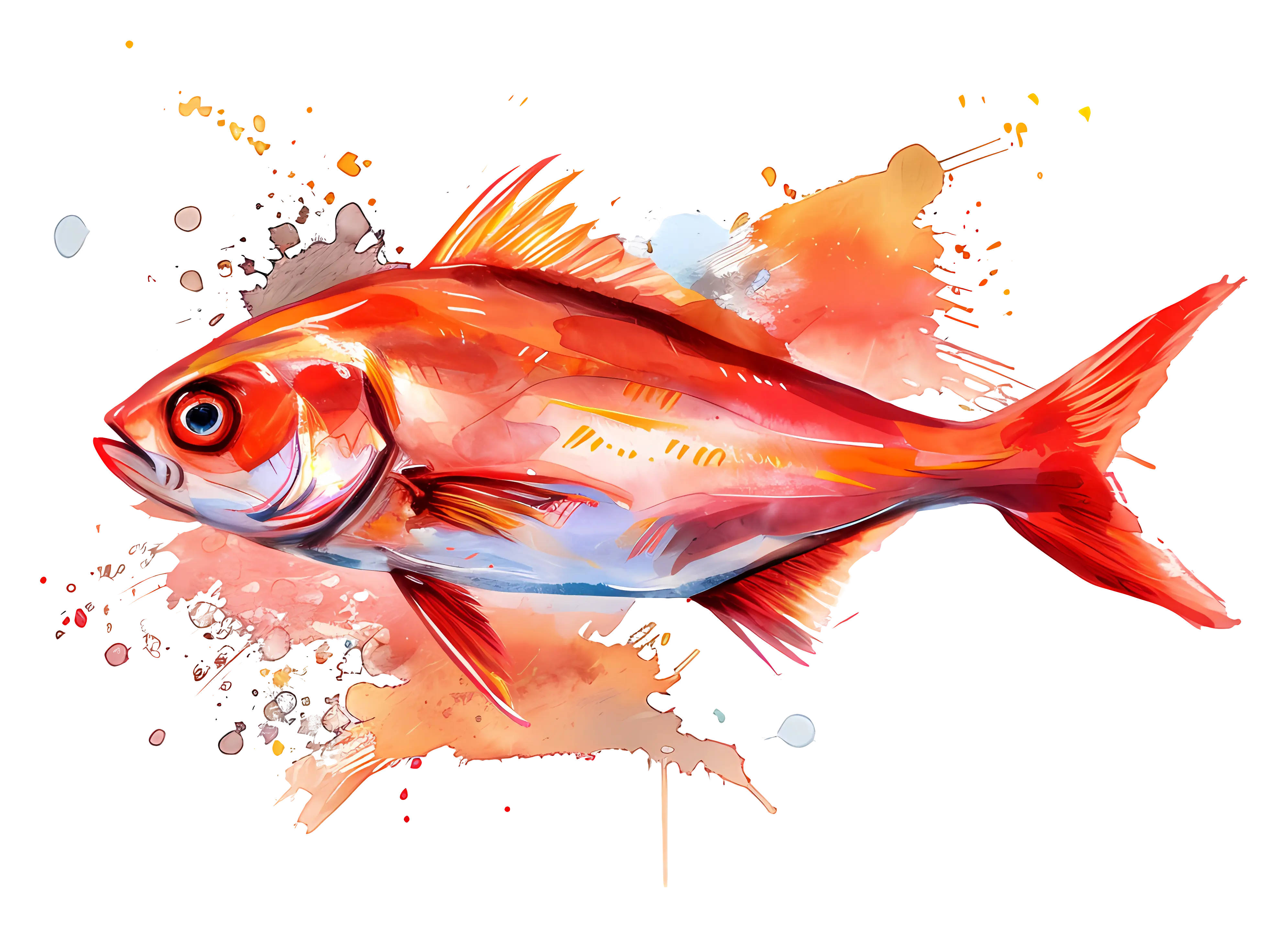 Red Watercolor Fish