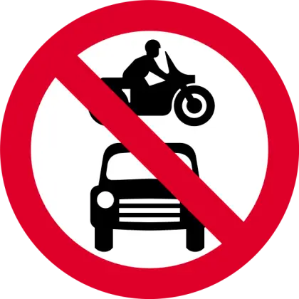 No Motor Vehicles Road Sign