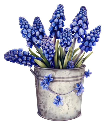 Blue Flowers in a Bucket
