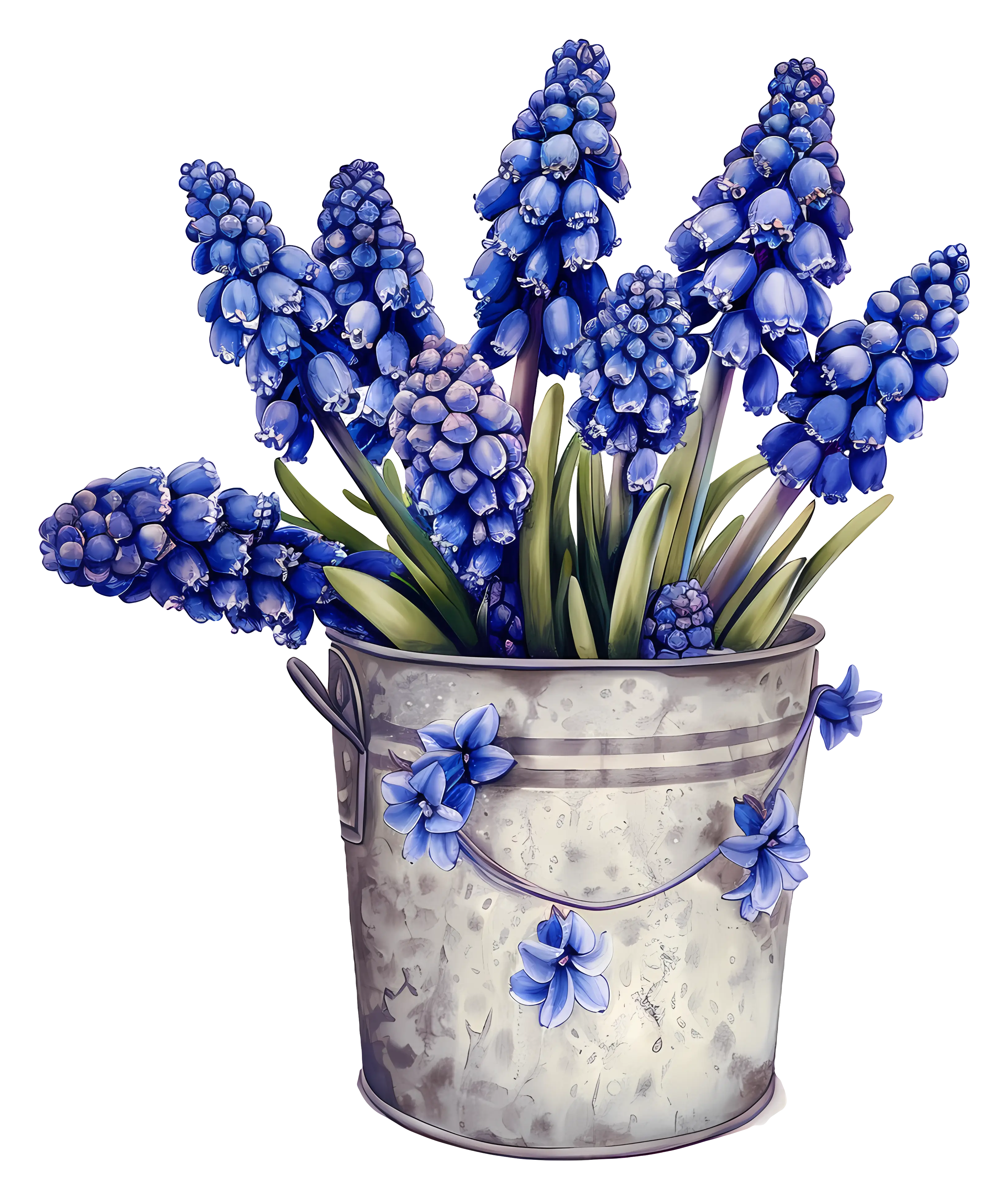 Blue Flowers in a Bucket