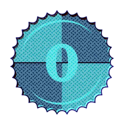Blue Circular Zero Badge