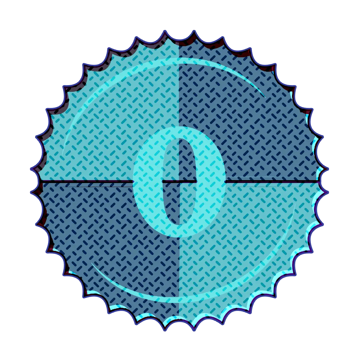 Blue Circular Zero Badge