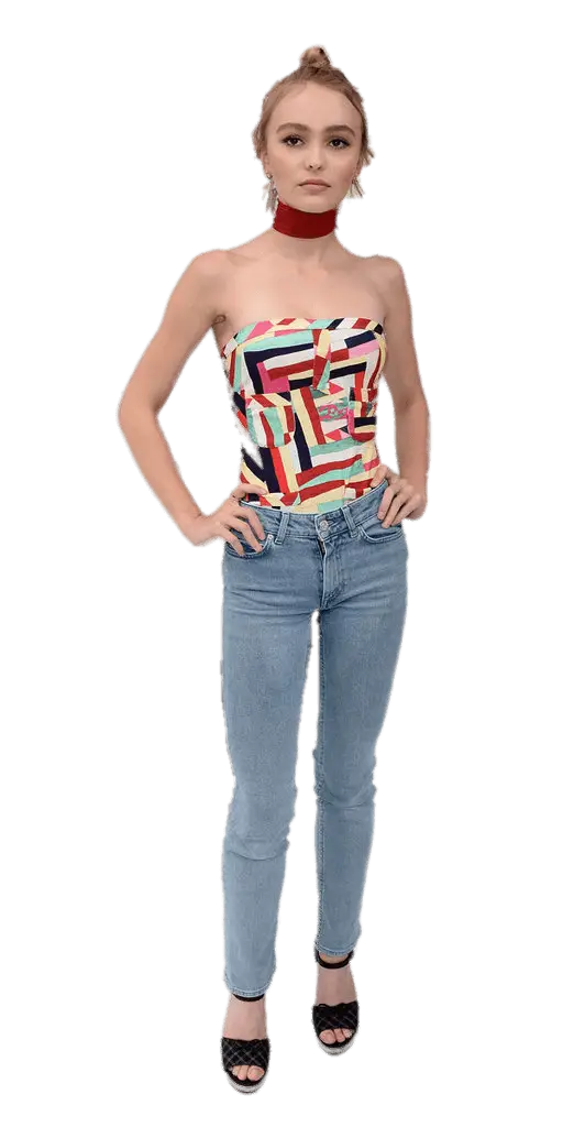 Woman in Casual Jeans and Colorful Top