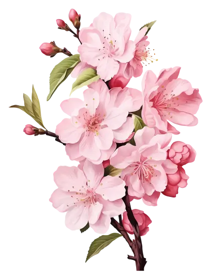 Pink Cherry Blossoms Branch in Bloom