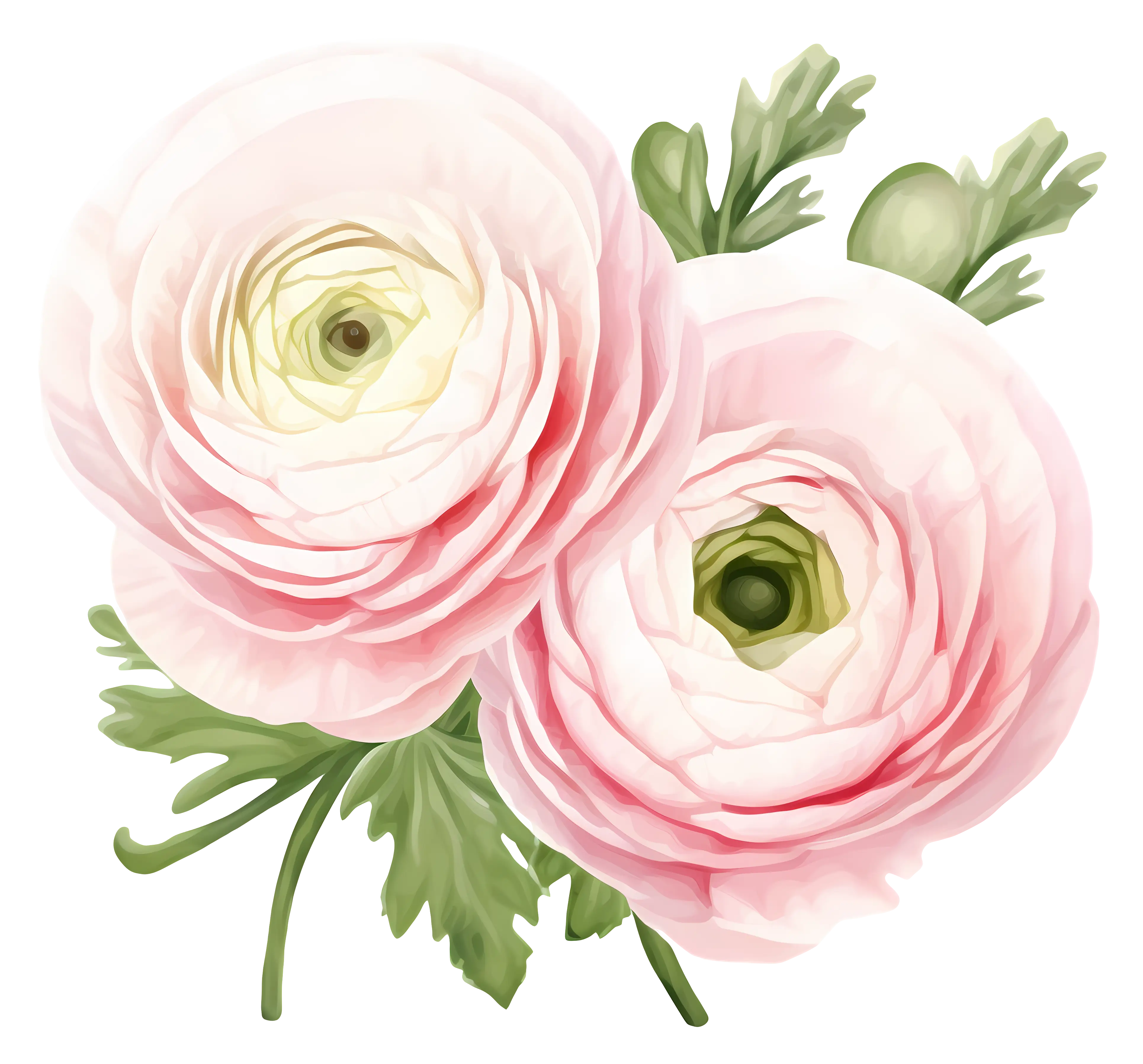Pink Ranunculus Flower Illustration