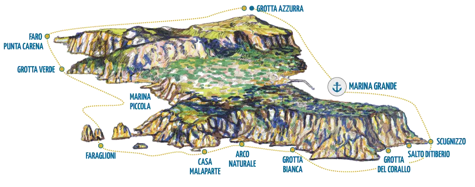 Illustrated Map of Capri Island
