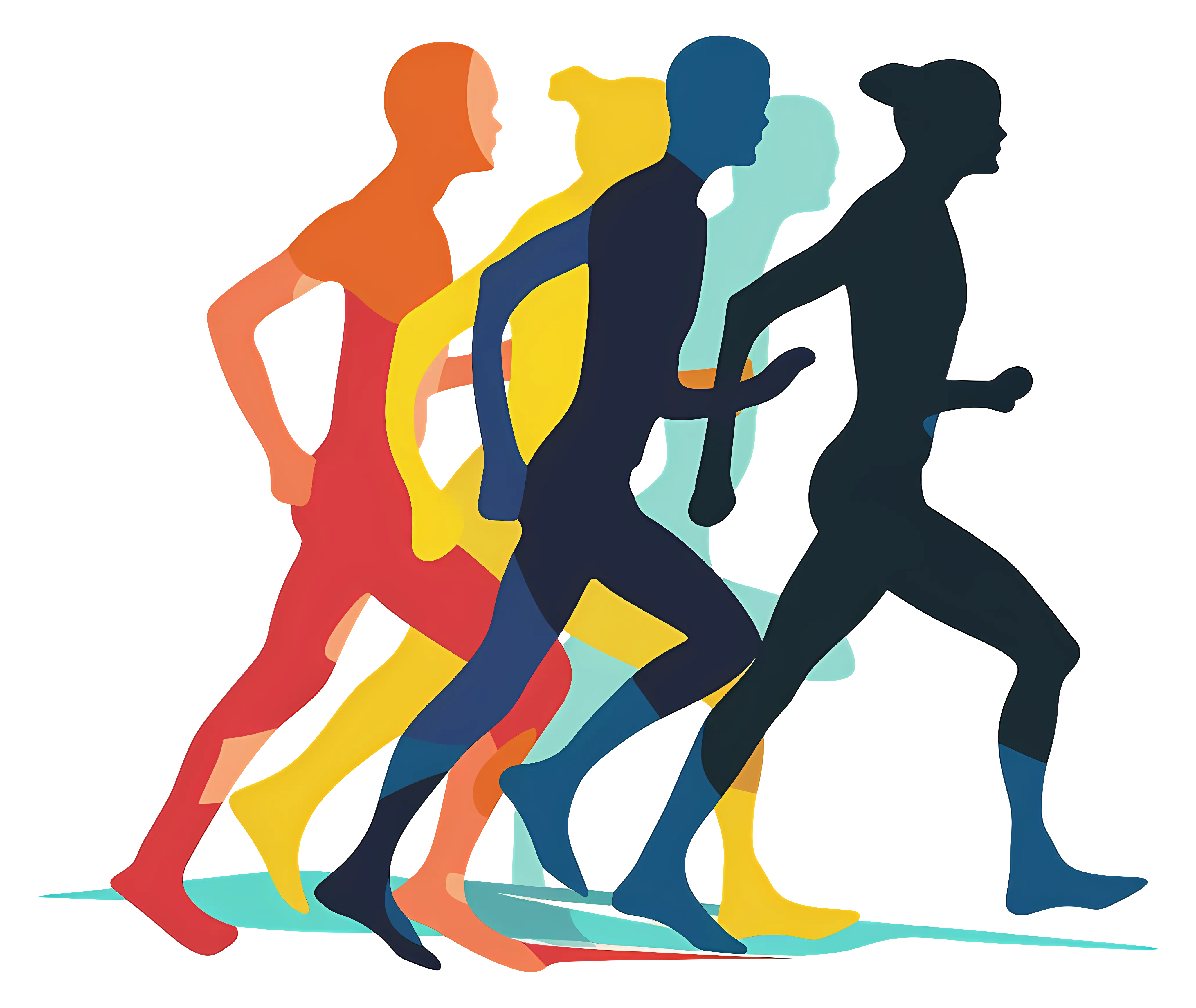 Colorful Silhouettes of Runners