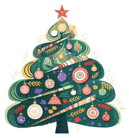 Beautifully Decorated Christmas Tree with Red Star
